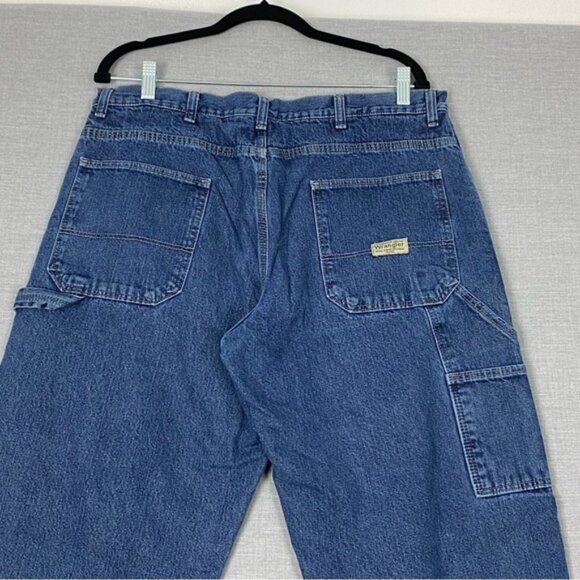 Wrangler Fleece Lined Carpenter Jeans Sz 34X30 Straight Leg Blue Work Jeans - Picture 4 of 9